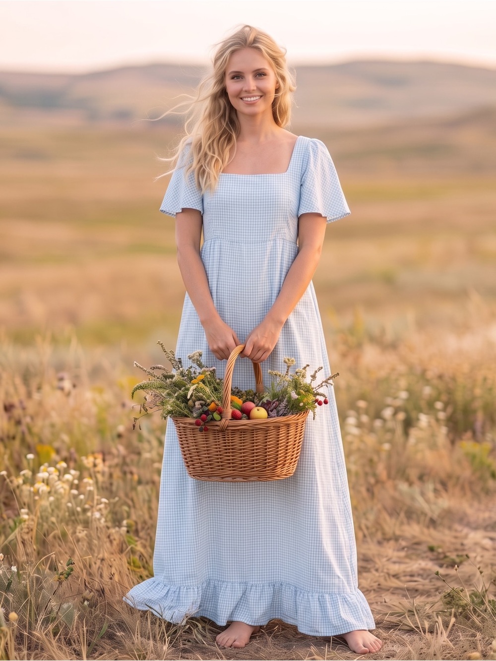 VINTAGE HANDMADE Gingham Maxi Dress